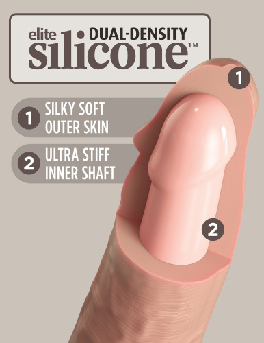 King Cock Elite 8 Inch Vibrating Silicone Dual Density Cock - Light  5