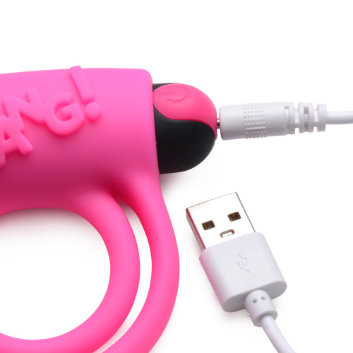 Bang - Silicone Cock Ring and Bullet With Remote Control - Pink  3