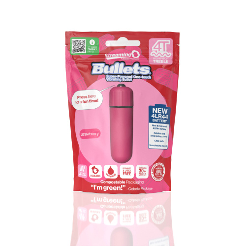 Screaming O 4t - Bullet - Super Powered One Touch  Vibrating Bullet - Strawberry  3