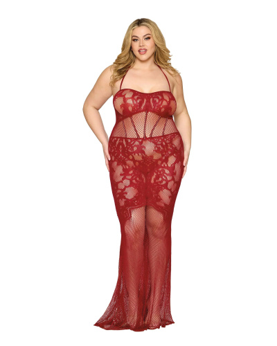 Bodystocking Gown Dmnd - One Size Queen - Red  2