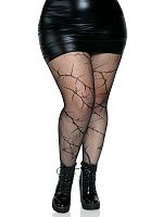 Cracked Fishnet Tights - 1x/2x - Black
