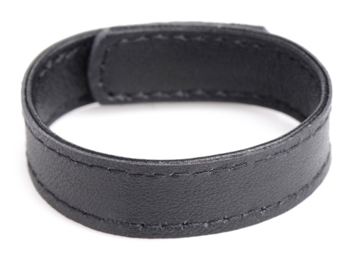 Leather and Velcro Cock Ring - Black  3