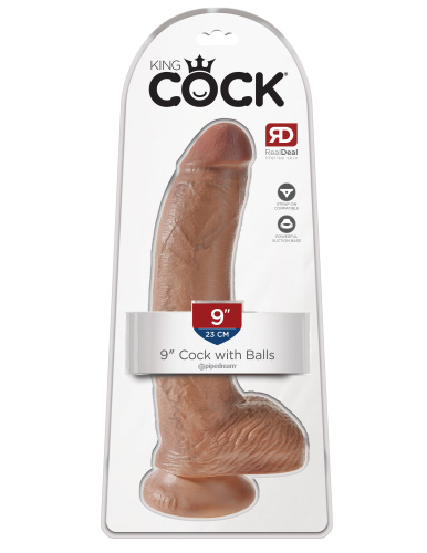 King Cock 9 Inch Cock With Balls - Tan  4