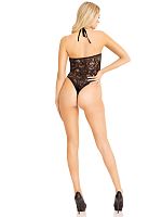 Seamless Heart Net Keyhole Halter - One Size -  Black