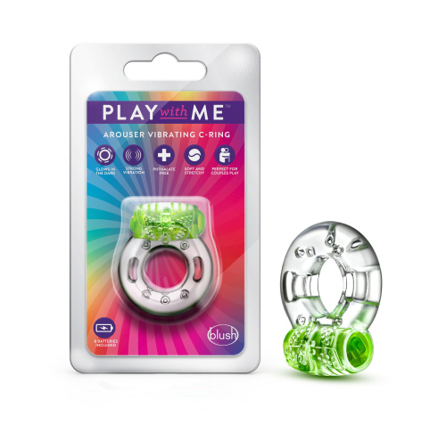 Play With Me - Arouser Vibrating C-Ring - Green  4