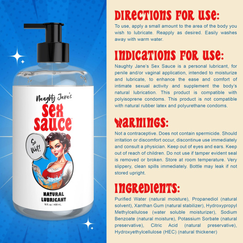 Naughty Jane's Sex Sauce Natural Lubricant 16oz  2