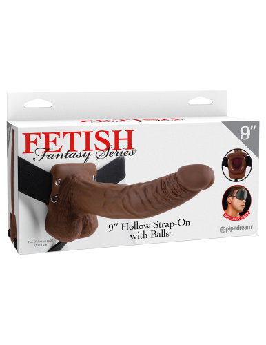 Fetish Fantasy Series 9-Inch Hollow Strap-on With Balls - Brown  5
