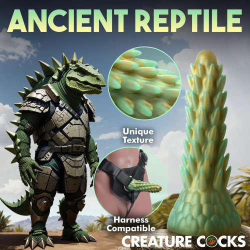 Stegosaurus Spiky Reptile Silicone Dildo - Green  5
