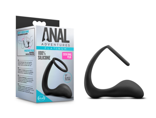 Anal Adventures - Platinum - Cock Ring Plug -  Black  2