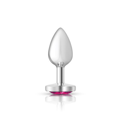 Cheeky Charms-Silver Metal Butt Plug- Heart-Bright Pink-Small  5
