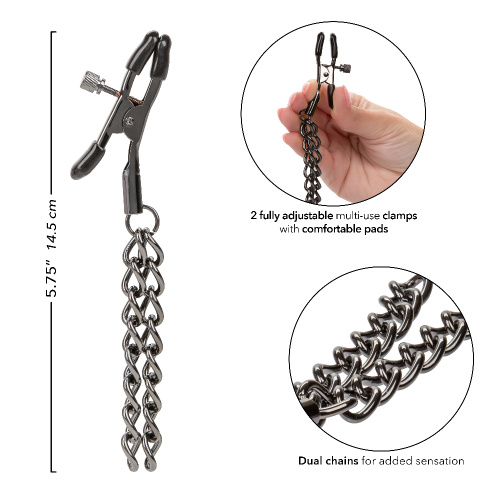 Euphoria Collection Chain Nipple Clamps - Black  5