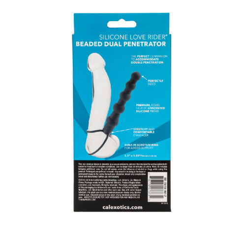 Silicone Love Rider Beaded Dual Penetrator - Black  2