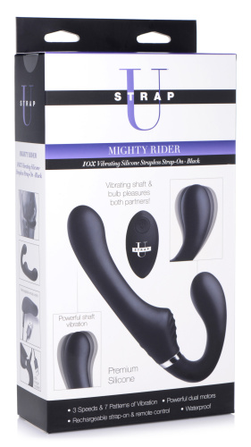 10x Mighty Rider Vibrating Strapless Strap-on Black  3