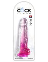 King Cock Clear 8 Inch With Balls - Pink
