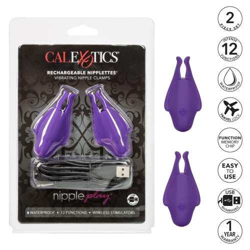 Nipple Play Rechargeable Nipplettes - Purple  5