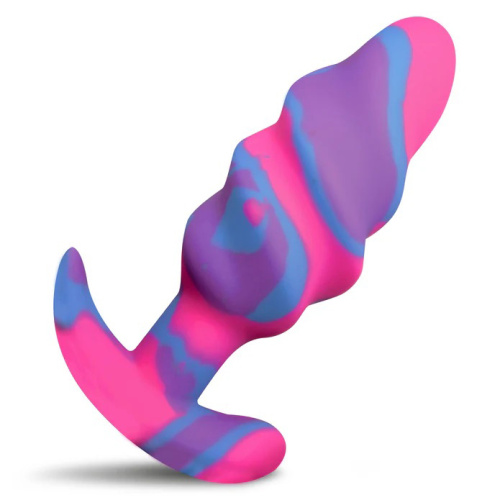 Unicorn Swirl Silicone Butt Plug - Medium  2