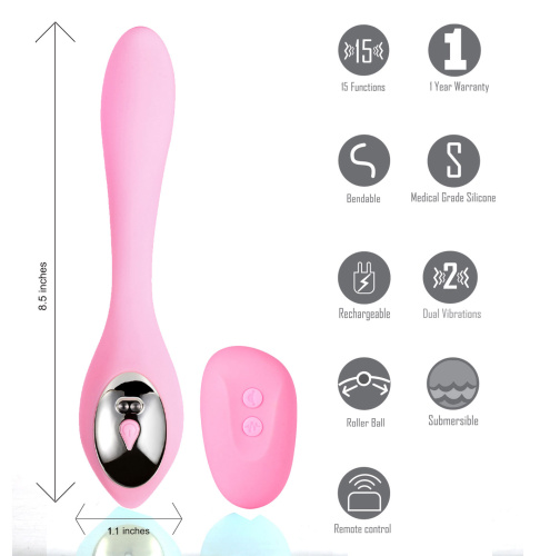 Harmonie Rechargeable Remote Silicone Bendable Vibrator - Pink  3
