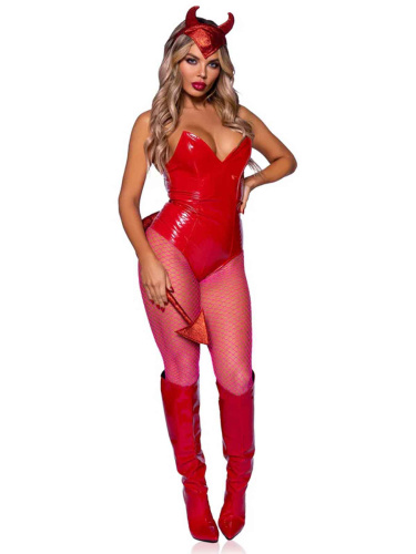 Devil Horns Headband and Tail Set - Red  3