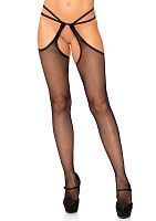Strappy Suspender Fishnets - One Size - Black
