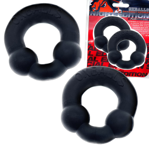 Ultraballs 2- Piece Cockring Set - Night Black  5