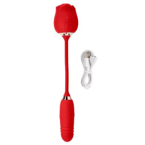 Cloud 9 Rose Plus With Thrusting Pleasure Stem  Dual Stimulation - Red  5