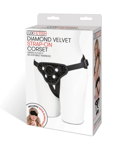 Diamond Velvet Strap-on Corset - Black  2