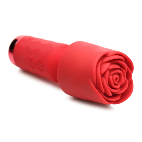 Pleasure Rose-Petite Mini Silicone Rose Wand - Red  2