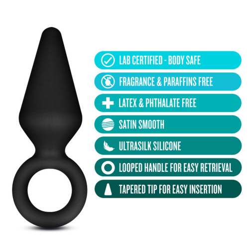Anal Adventures - Platinum - Silicone Loop Plug - Small - Black  3