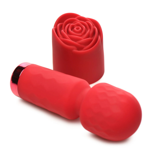 Pleasure Rose-Petite Mini Silicone Rose Wand - Red  3
