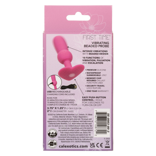 First Time Vibrating Beaded Probe - Pink  2