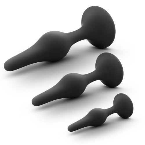 Anal Adventures Platinum - Silicone Beginner Plug  Kit - Black  2