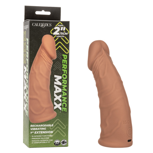 Performance Maxx Rechargeable Vibrating Extension 7" - Brown  2