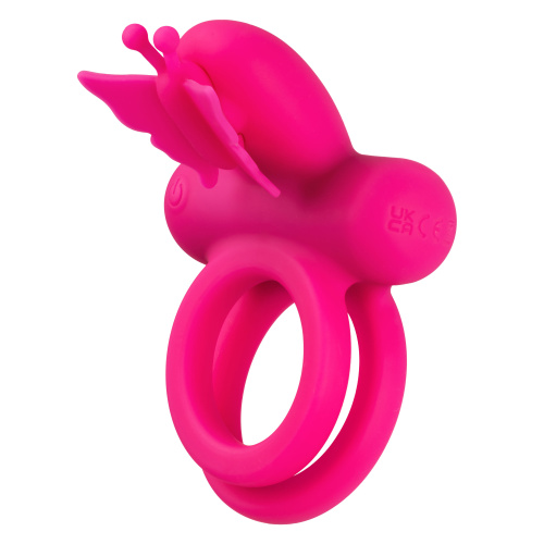 Silicone Rechargeable Dual Butterfly Ring - Pink  3