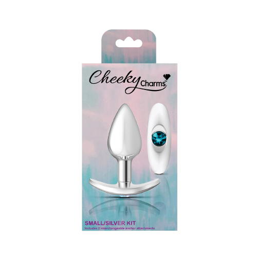 Silver Anchor Buttplug Kit - Clear Iridescent/teal
