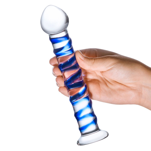 Blue Spiral Glass Dildo  4