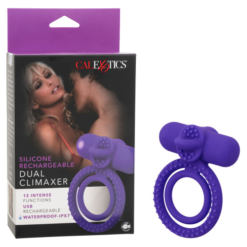Silicone Rechargeable Dual Climaxer - Purple  2