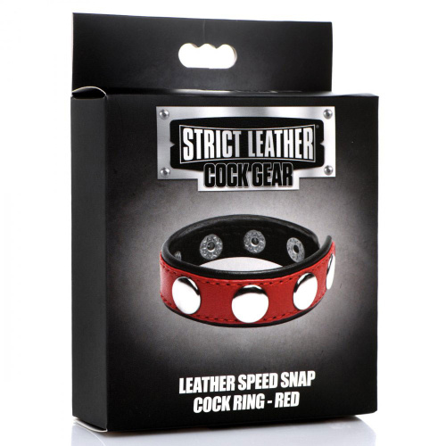 Cock Gear Leather Speed Snap Cock Ring - Red  2