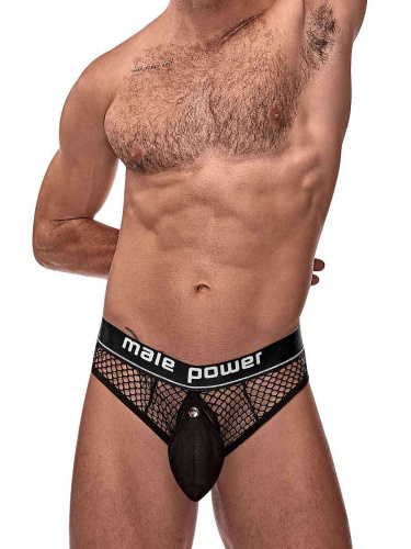 Cock Pit Net Cock Ring Thong - L/ XL - Black  2