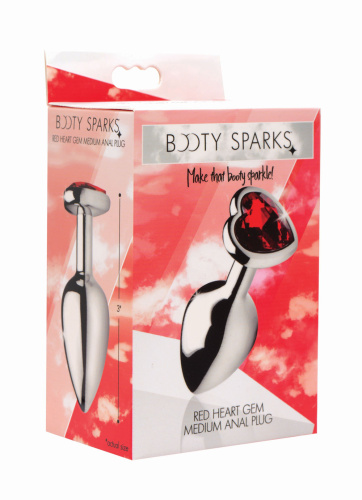 Red Heart Gem Anal Plug - Medium  3