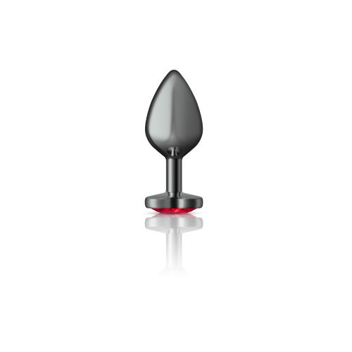 Deep Red Heart Gem Gunmetal Metal Plug - Md  4