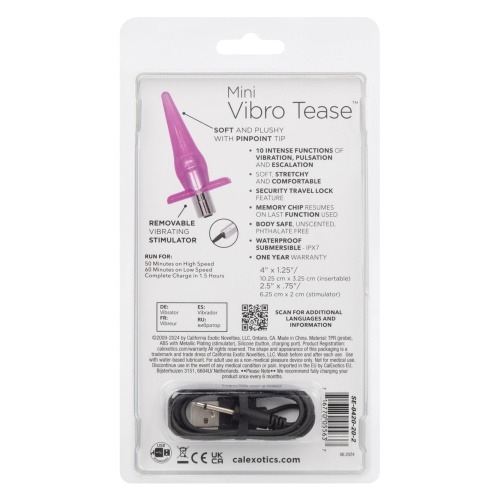 Mini Vibro Tease Slender Probe - Pink Rechargeable  2