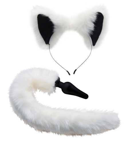 White Fox Tail Anal Plug and Ears Set  2