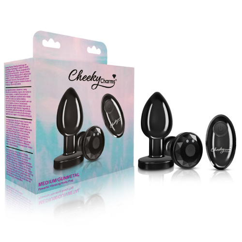 Vibrating Gunmetal Metal Remote Plug - Medium  2