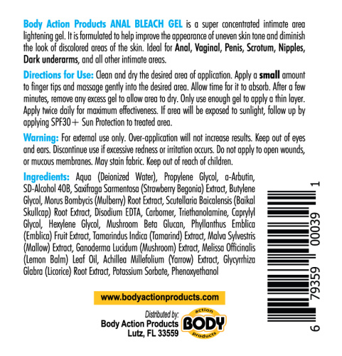 Body Action Anal Bleach Gel 1 Oz  2