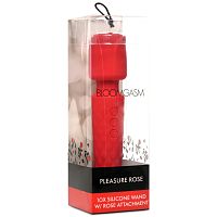 Pleasure Rose 10x Silicone Wand With Rose Attachment - Red