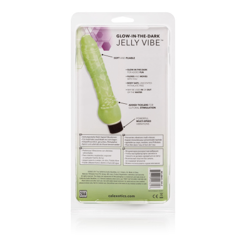 Glow-in-the-Dark Jelly Penis Vibe 7 Inches - Green  2