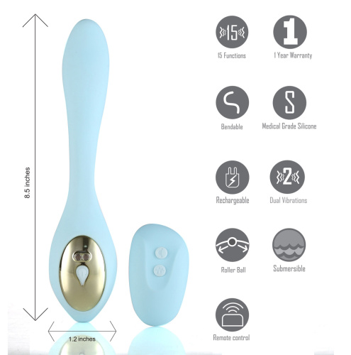 Harmonie Rechargeable Remote Silicone Bendable Vibrator - Teal  3