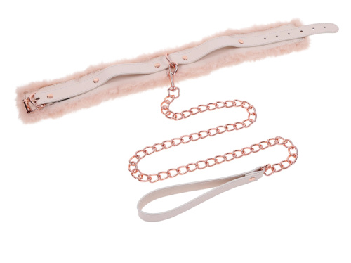 Peaches N Creame Fur Collar and Leash - Pink  2