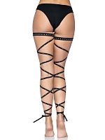 Rhinestone Garter Leg Wraps - One Size - Black