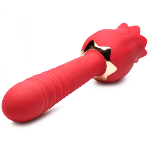 Bloomgasm Racy Rose Thrust and Lick Vibrator - Red  5